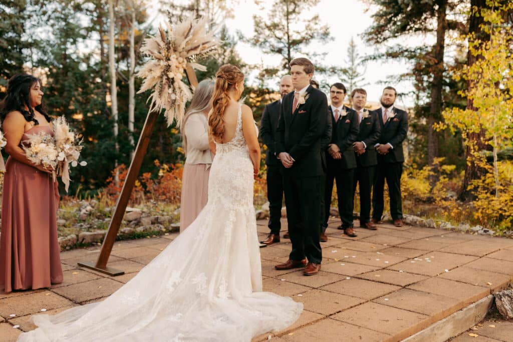 Bride and groom on altar