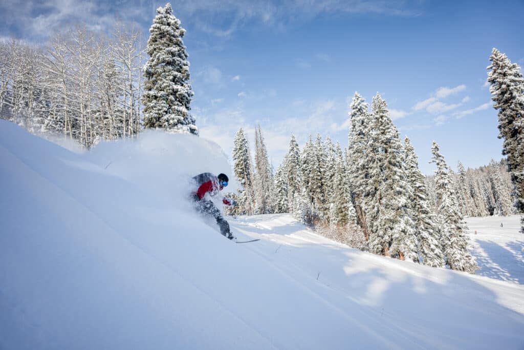 Marketing team member gets fresh content on a powder morning