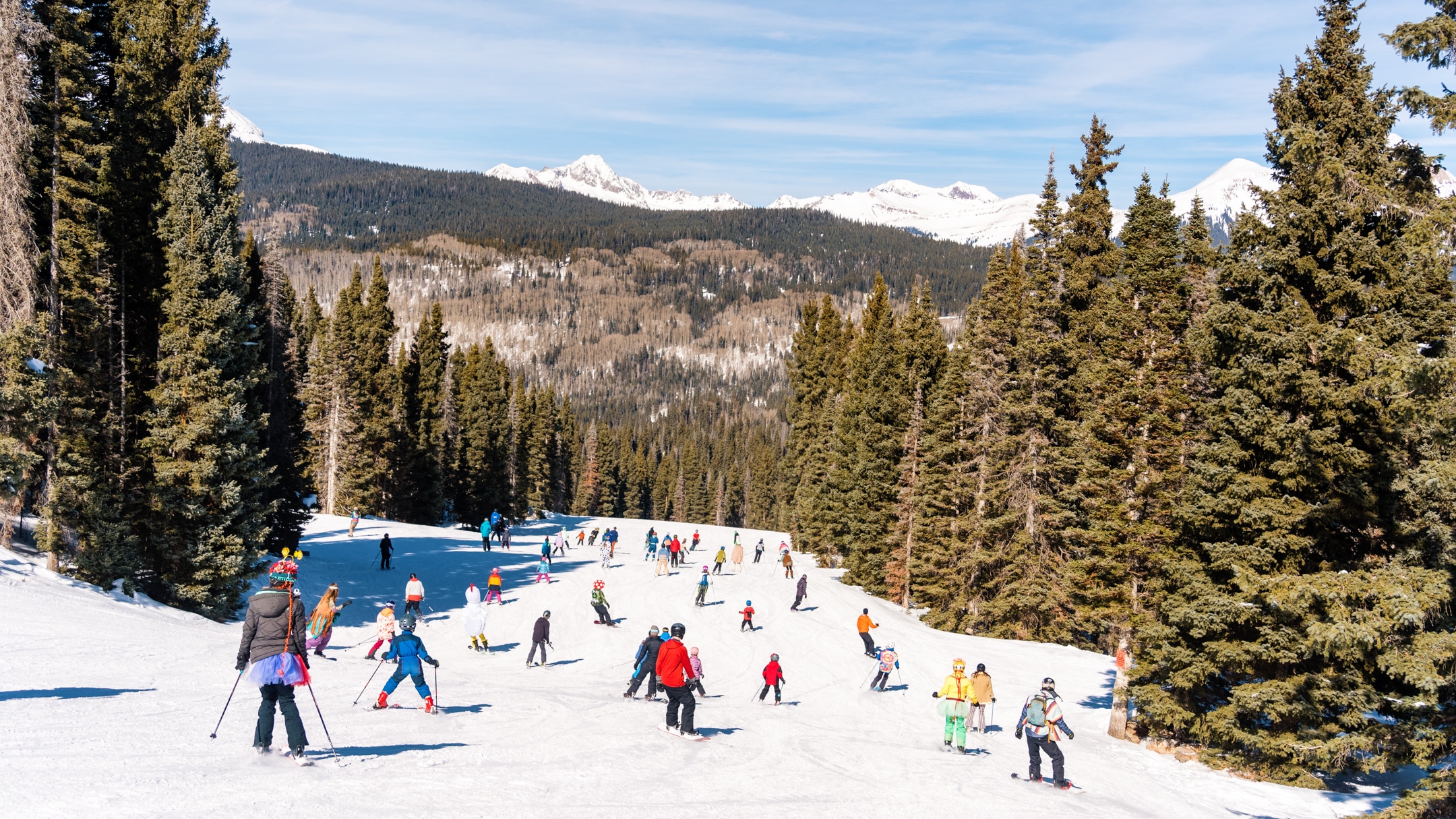 ski parade down mountain