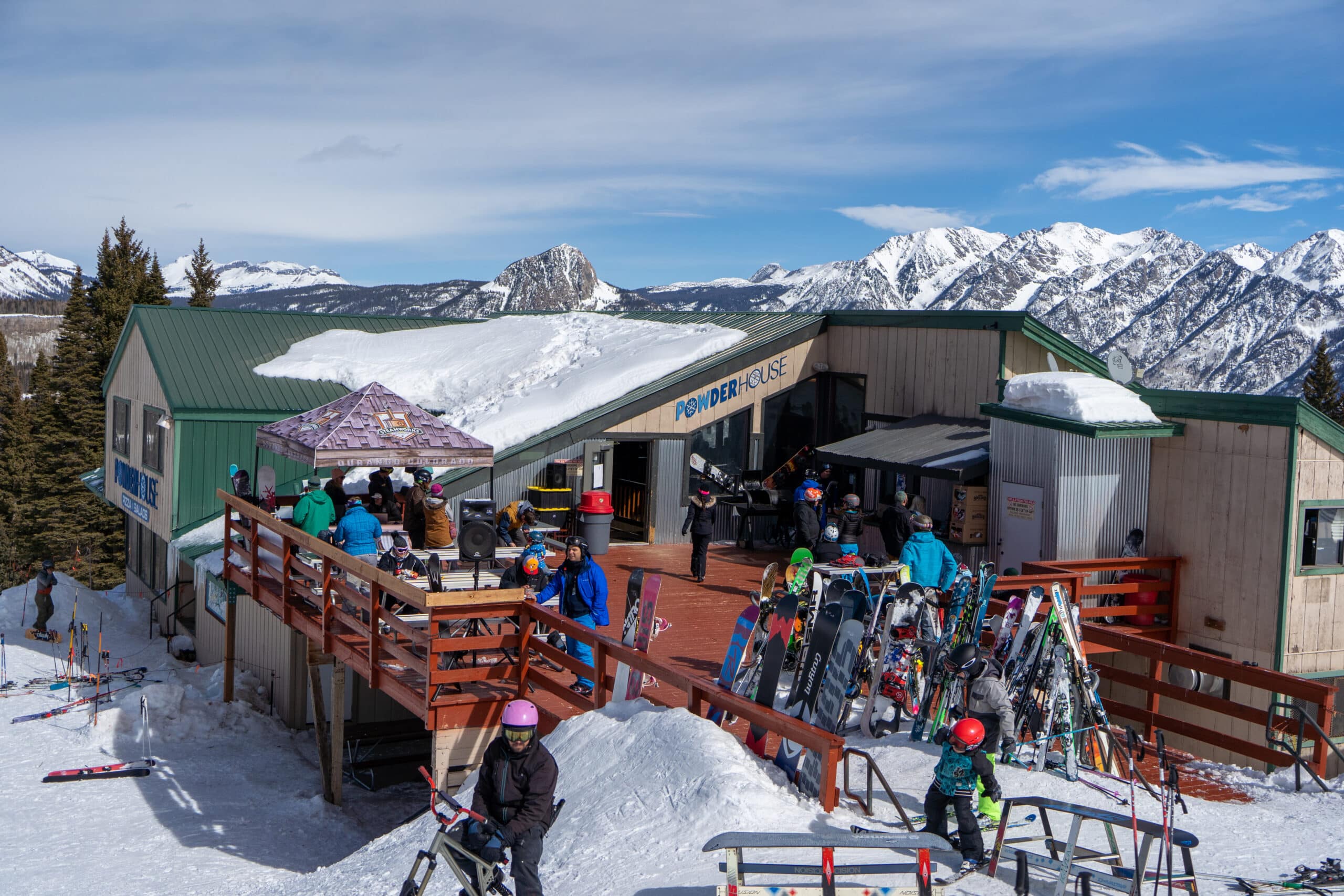 a party of people on the Powderhouse deck